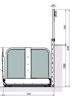 Rolstoellift LF1300 Tekening 1 zijaanzicht