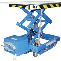 Dubbele verticale schaarlift met wielen